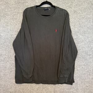 Polo‎ Ralph Lauren Shirt Mens XL Black Long Sleeve Tshirt Red Pony Vtg Y2K